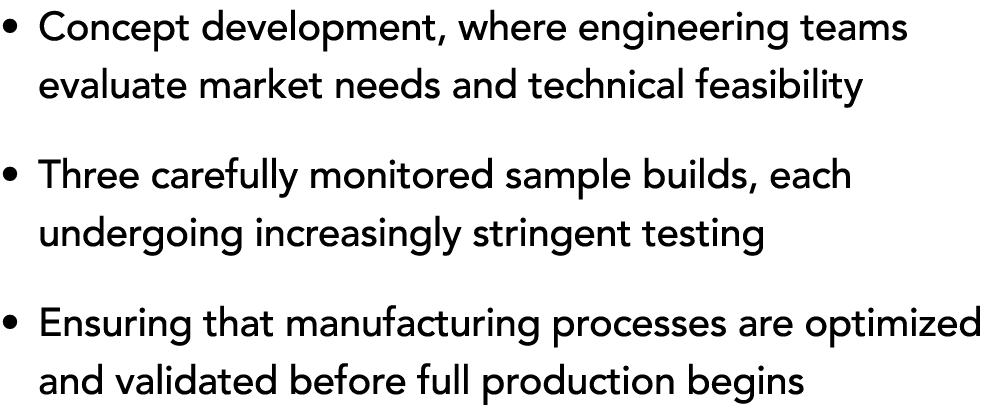 • Concept development, where engineering teams evaluate market needs and technical feasibility • Three carefully moni...