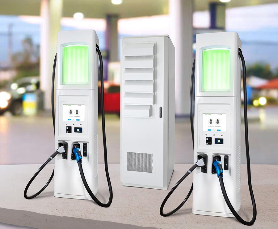 Dual port fast EV chargers